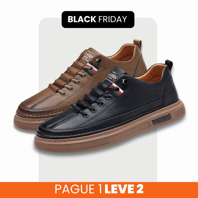 Tênis Ortopédico Italiano de Couro Legitimo